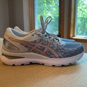 Asics Nimbus 22 Knit Running Shoes (Sheetrock/Rose Gold) Women's Sz 8.5